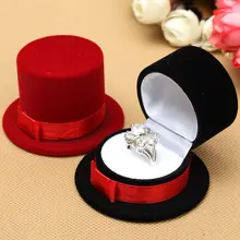Hot sale New Cute Straw Hat Velvet Rings Jewelry Box Earring Ear Stud Case Gift Container Carrying Cases For Rings Display Box
