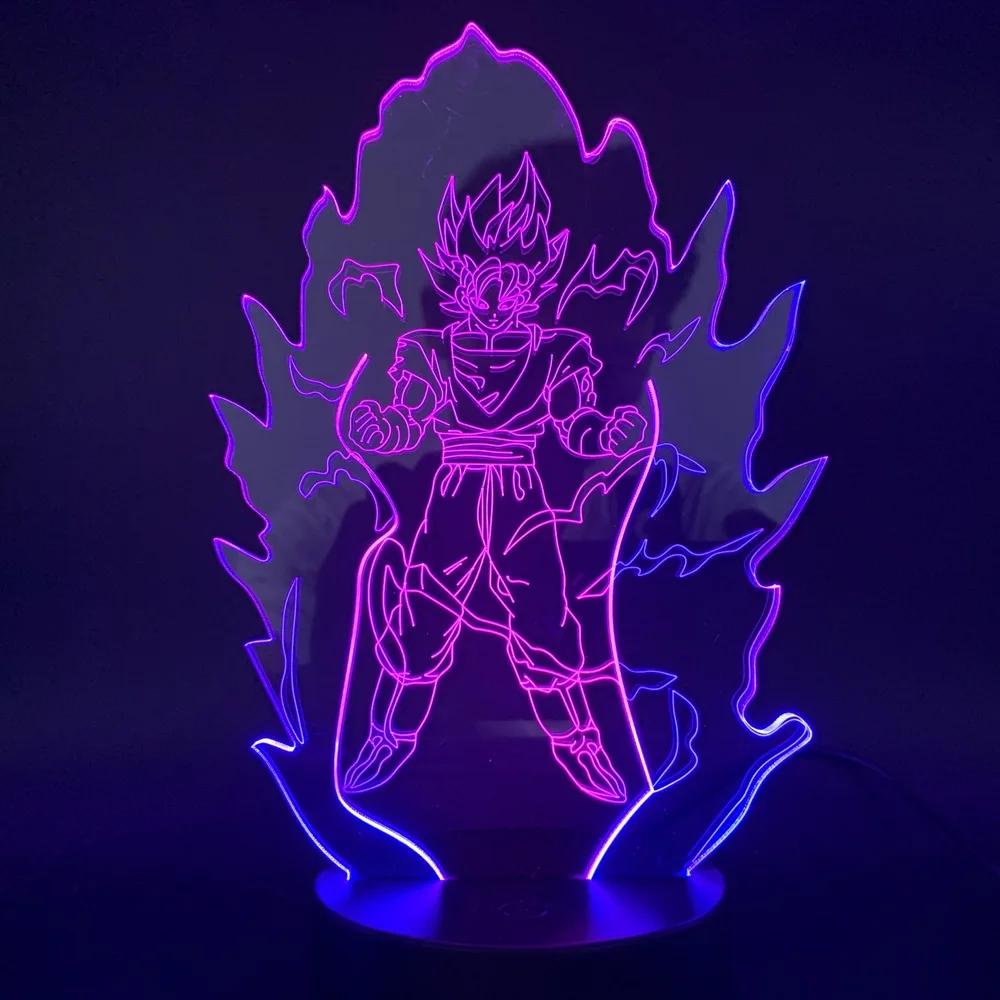 Double Color Control LED 3D Light Dragon Ball Figura Goku Super Saiyan Shape LED 3D Night Light for Kids Home Decoration Gifts