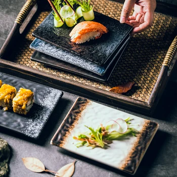 

1PC NIMITIME Japanese Style Ceramic Sushi Plate Rectangular Plate Restaurant Grilled Wings Flat Meat Fish Dinner Plate Tableware