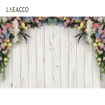 

Laeacco Wedding Wood Photo Wall Backgrounds For Photography Gray Planks Board Flowers Tassel Party Photo Backdrop Photo Studio