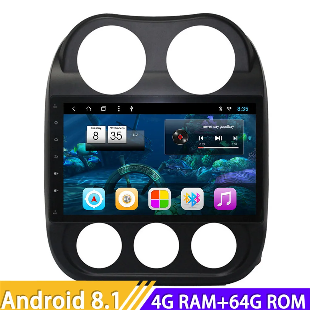 Roadlover Android 8,1 автомобильный медиацентр плеер видео для Jeep Compass 2010 Стерео gps навигация Magnitol 2 DIN Авторадио без DVD
