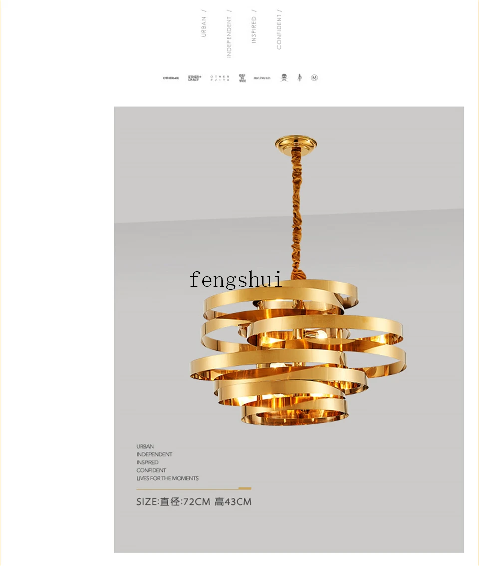 Nordic Stainless Steel Gold LED pendant lights lighting Circular Tornado Atmosphere pendant lamp luxury dining room hanging lamp