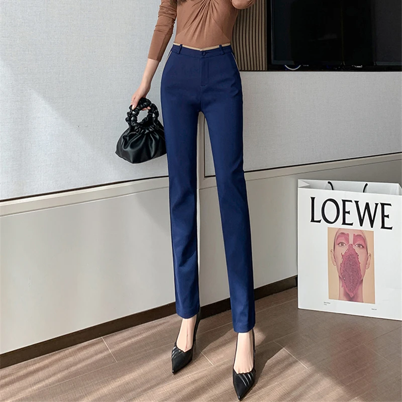 

Casual Office Work Fit Pencil Pants Women Basic Slim High Waist Suit pants Business High Quality Formal OL Zip Trousers female