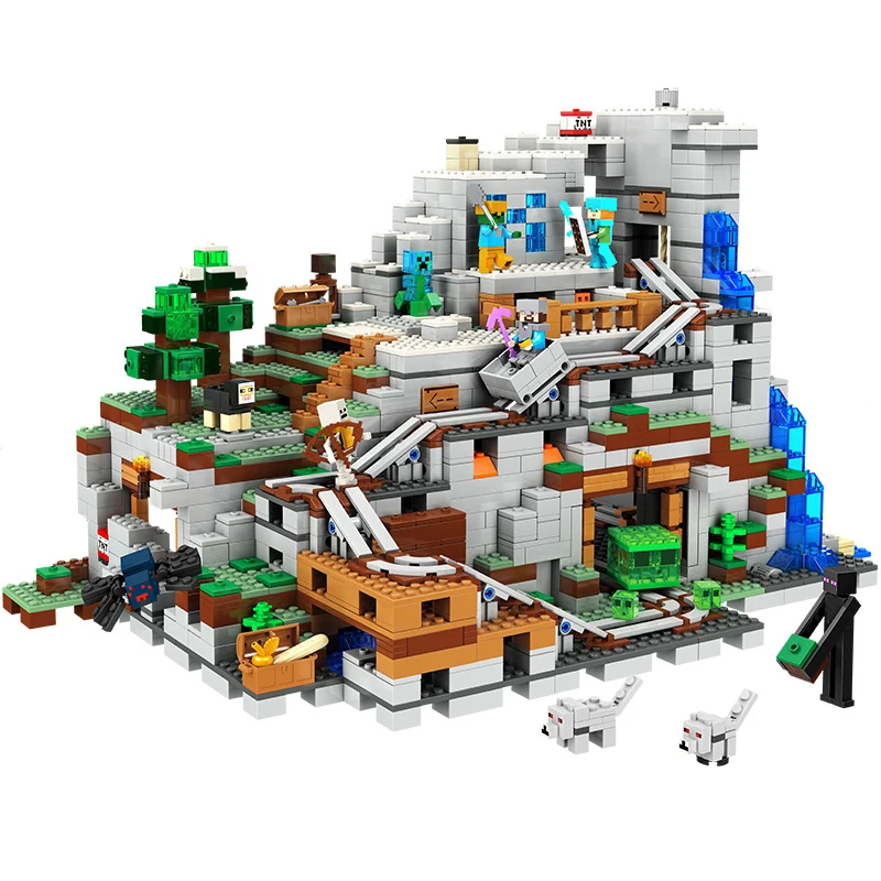 Mountain Cave Small Version Building Block With Action Figures Compatible MinecraftINGlys 21137 My World Bricks Set Gifts Toys Mountain Cave Small Version Building Block With Action Figures Compatible MinecraftINGlys 21137 My World Bricks Set Gifts Toys