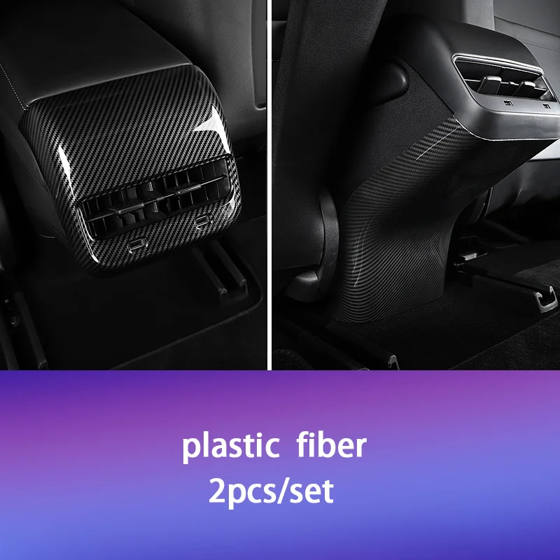 Задняя панель для Tesla модель 3 аксессуары/автомобильные аксессуары модель 3 tesla три tesla модель 3 carbon/Аксессуары Модель 3 tesla 3 - Название цвета: plastic fiber 2pcs