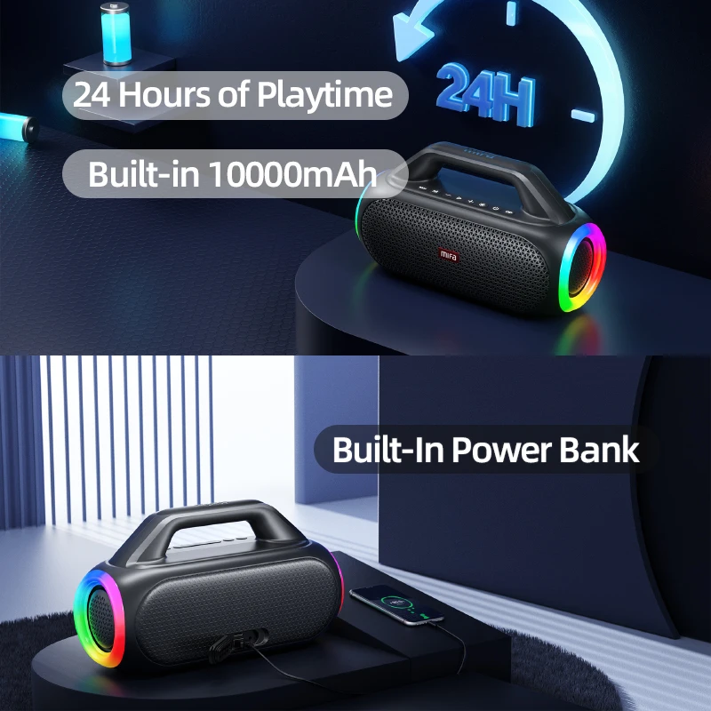 US $130.49 mifa WildBox Bluetooth Speaker 60W Bluetooth 5.3 Wireless Speakers Loud with BassUp Technology IPX7 Waterproof Camping Speaker