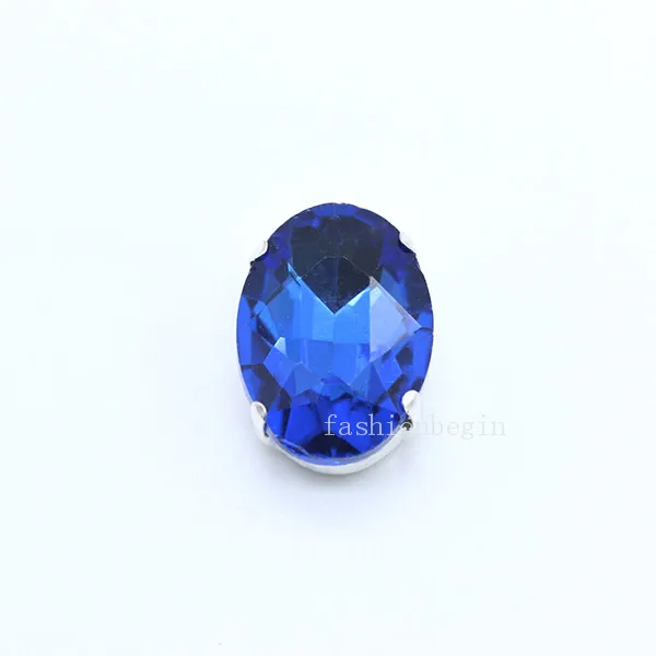 mid sapphire 12p 13x18 мм овальные бусины для изготовления ювелирных изделий из хрустального стекла для пошива камня плоские с оборота пришивные стразы Серебряная основа DIY аксессуары для одежды - Цвет: mid sapphire