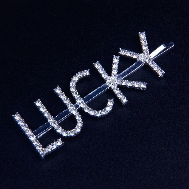 LUCKY StoneFans Bling GLAM с надписью Boss rhinestone заколки для волос аксессуары для волос свадебные шпильки заколки для волос для женщин - Окраска металла: LUCKY