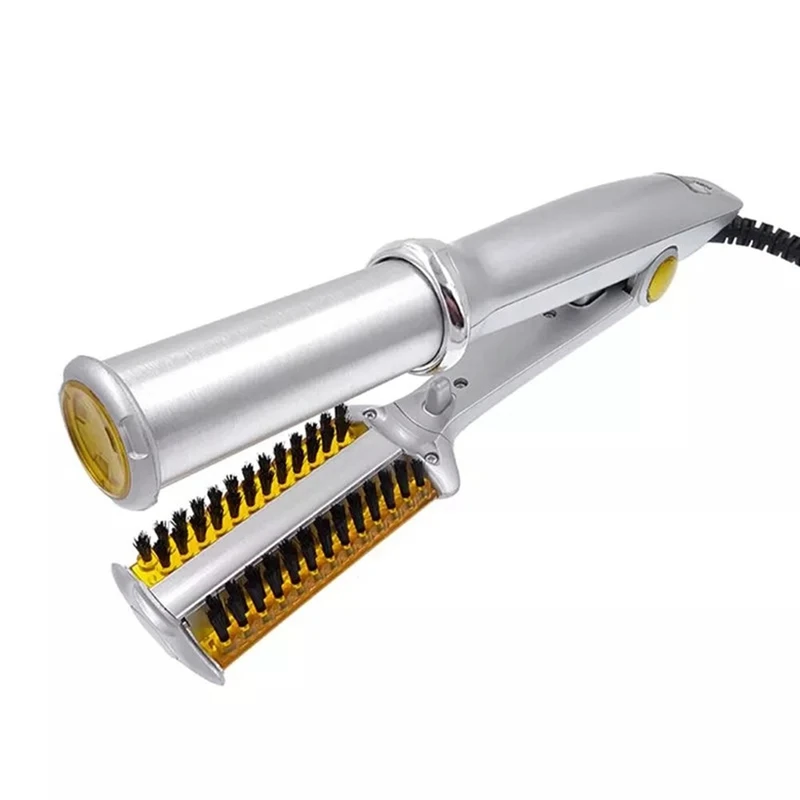 

2019 NEW Hair Curler with Ceramic Coating Wand Rotating Hot Iron 2 In 1 Ceramic Splint Straight Comb for All Types of Hair
