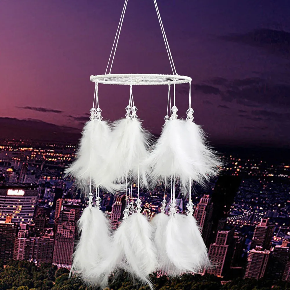 New white fluffy lantern dream catcher feather jewelry pendant wedding jewelry hanging wall decoration