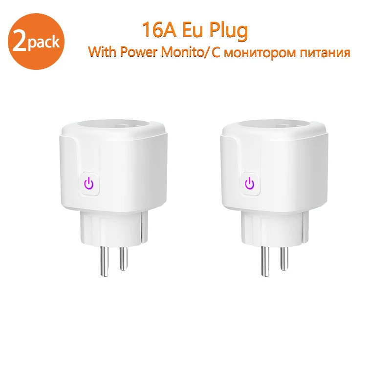 Wi-Fi умная розетка 16A EU wifi розетка с Управлением по времени, совместимый с Alexa Google Home Mini IFTTT голосовое интеллектуальное управление - Цвет: 2 piece