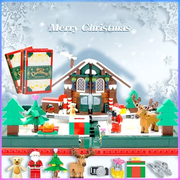 

Christmas Series Building Blocks Santa Claus 3D Pop-up Book Small Particles Assembled Blocks Kids Educational Toy Christmas Gift