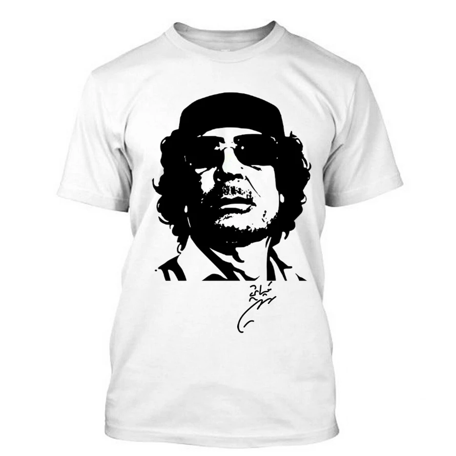 Gaddafi Muammar Al Gathafi Signature I Love Libya T Shirt Tee Harajuku Hip Hop Tee Shirt