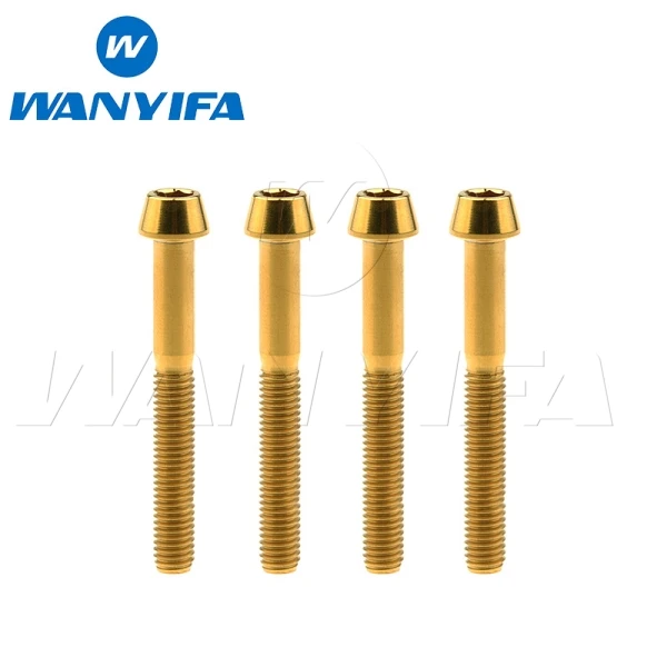 M6X40 gold Waniifa M6X25 30 35 40 мм велосипедные титановые болты коническая головка шестигранные винты велосипедные аксессуары - Цвет: M6X40 gold