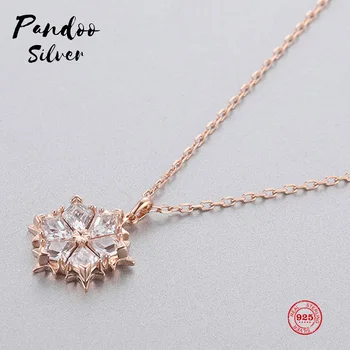 

PANDOO Fashion Charm Sterling Silver Original 1:1 Copy, Modern Fashion Small Fresh Flower Necklace Women Luxury Jewelry Gifts