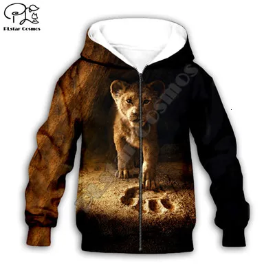 Black Simba толстовка с капюшоном и 3D-принтом «Король Лев», толстовки с капюшоном на молнии для маленьких детей стильная толстовка с длинными рукавами и рисунком для мальчиков и девочек-21 - Цвет: Black