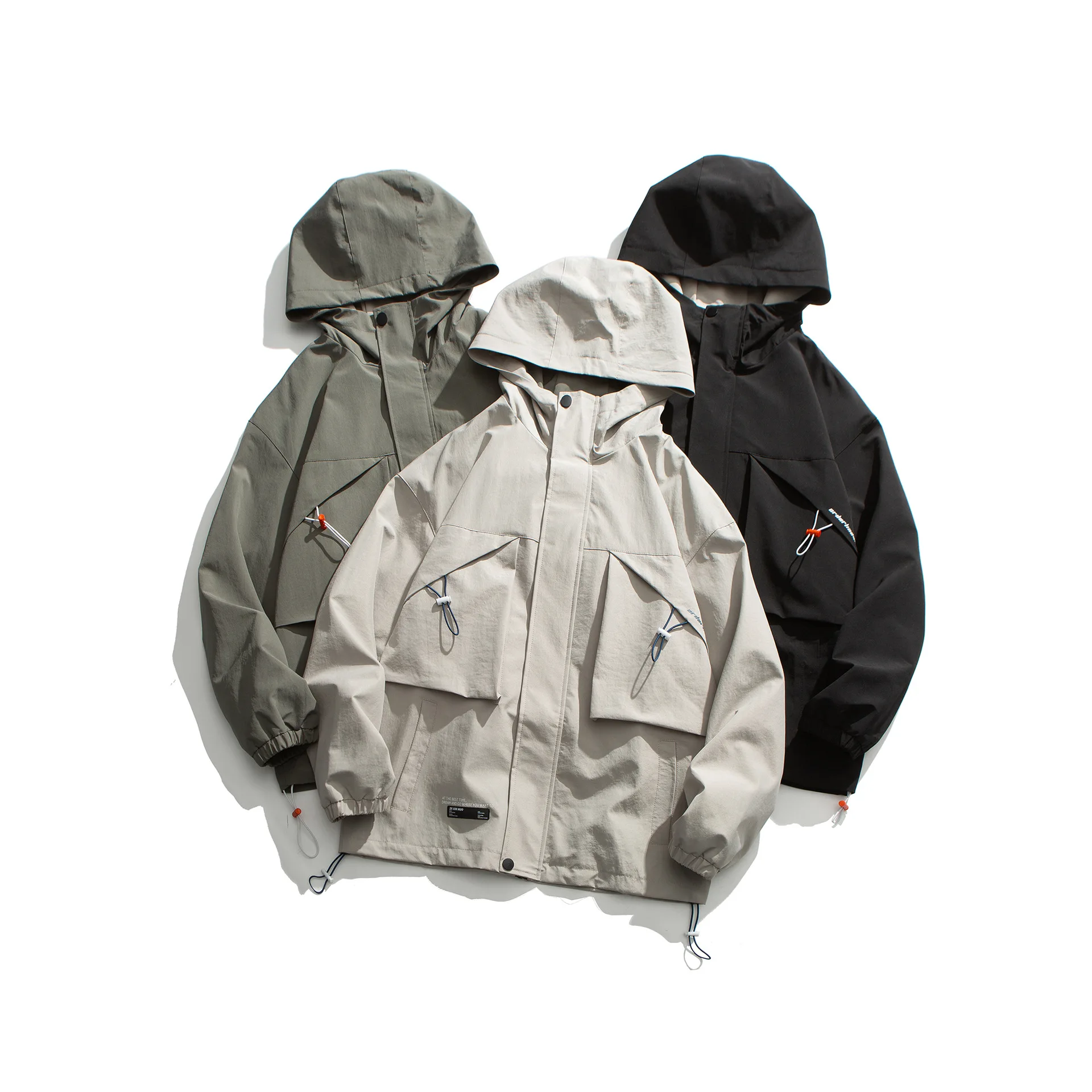 

City Where the Product 2020 Spring New Style Men Solid Color Hooded Jacket Men'S Wear