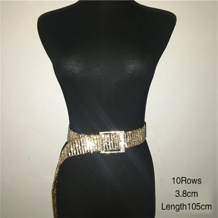 Gold Silver Glitter Crystal Rhinestone Belts Adjustable Metal Buckle Long Waistbands Sexy Women Party Club Waist Chain Belt 2020 transparent belt Belts