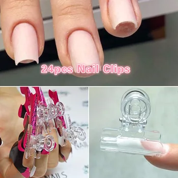 

24pcs Russian C Curve Nail Pinching Clips French Nail Form Tips Stainless Steel Acrylic Nails Pinchers Multi Function Tool