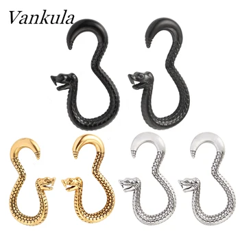 

Vankula 2pcs Stainless Steel Snake Earring Piercings Ear Plugs Tunnels Flesh Expander Ear Hanger Weights Stretcher Ear Gauge