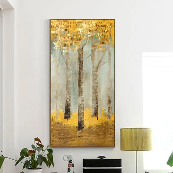 

Golden Tree Picture Autumn Landscape Canvas Painting Modern Decoration Wall Art Pictures For Living Room Entrance NO FRAME