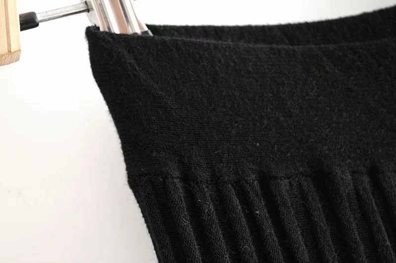 Women High Waist Knit Pleated Skirts Autumn Winter Bottoming Solid Color Party Long Skirts ZA6186