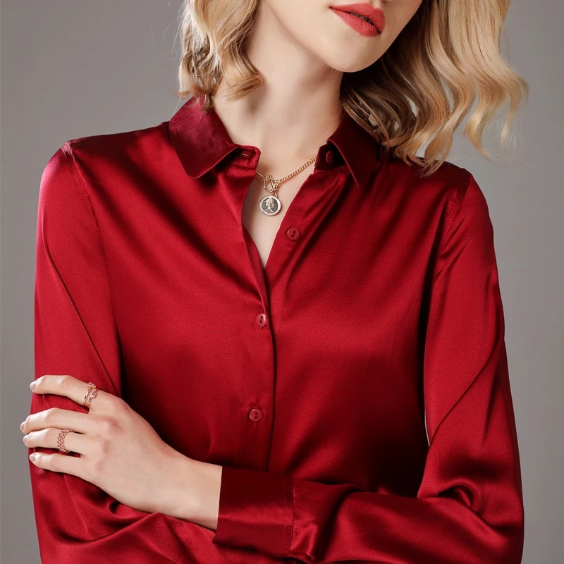 SuyaDream Silk Blouses Woman 19MM Heavy Silk Satin