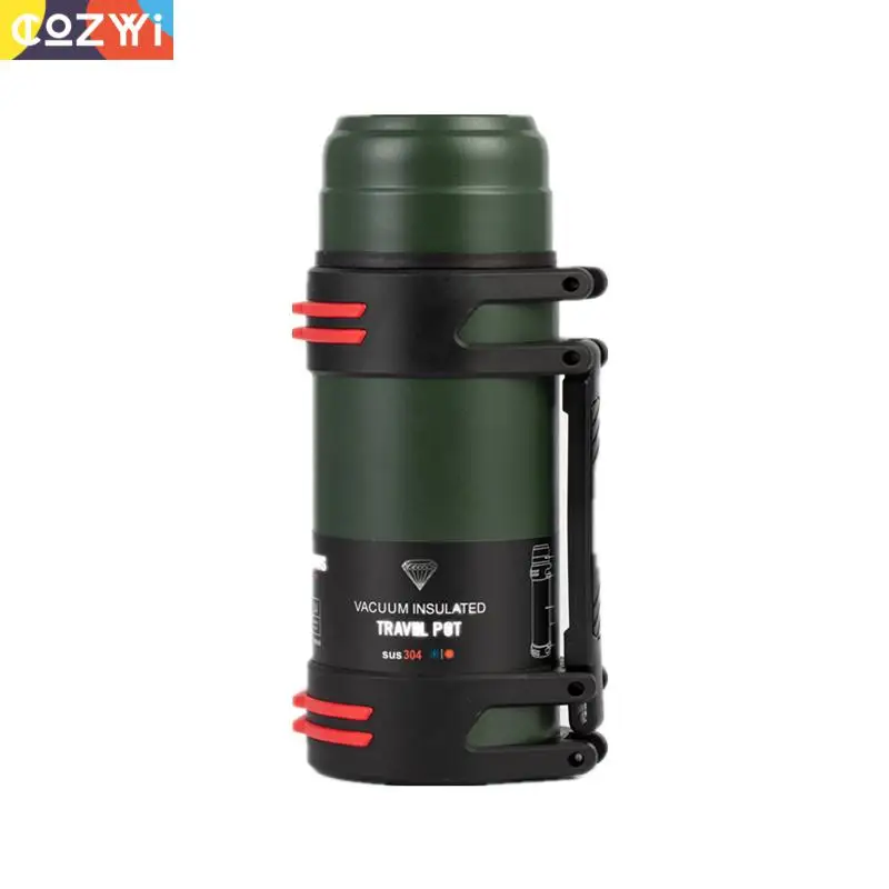 1.6l/2l/2.5l Thermos Outdoor Vacuum Flask Large Capacity Coffee Water Bottle Camping With Rope Insulation Water Bottle Cup