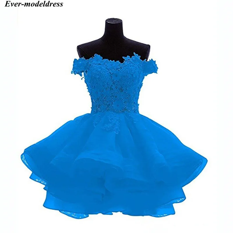 Cheap Short Prom Graduation Dresses Lace Appliques Organza Beaded Crystal Plus Size Homecoming Gown Cocktail Party Gown