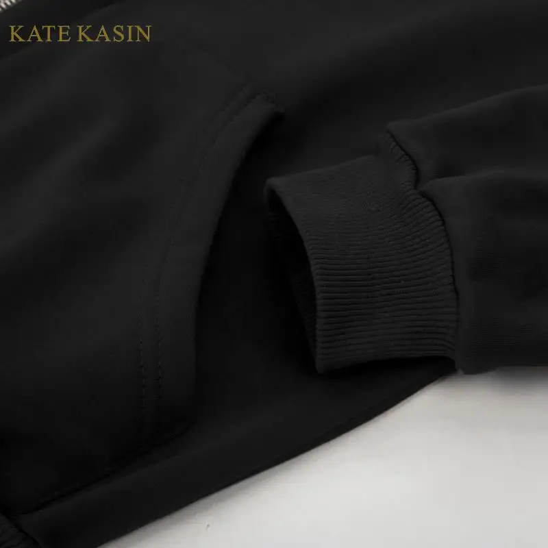 Kate Kasin/ осенне-зимняя флисовая куртка с капюшоном для женщин, длинный рукав, матовый, с капюшоном, женский жакет в стиле кэжуал, на молнии, с капюшоном, верхняя одежда