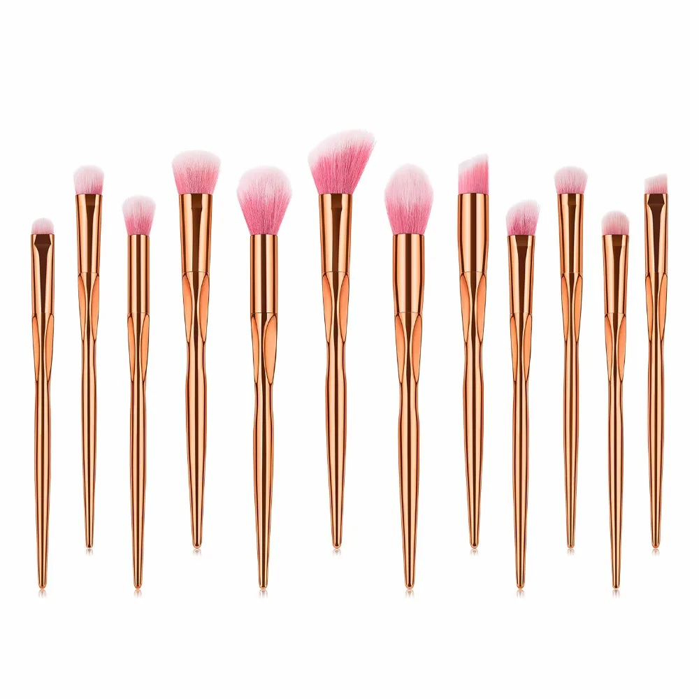 Metal Color Makeup Brushes Cosmetic Face Foundation Power Eyeshadow Blush Make Up Brush Kit Pincel Maquiagem