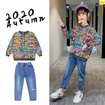 

Kids Tracksuit 2020 Autumn Girls Costume Children Clothing Set Hoodie Jeans Kids Sport Suits for Girls Clothes 6 8 10 12 Years