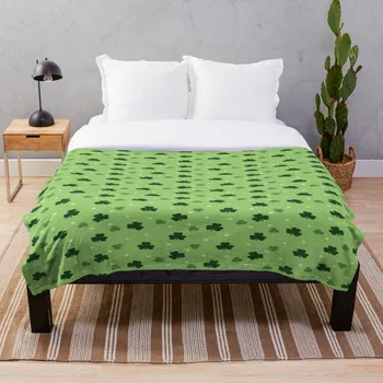 

Soft Blanket for Bed Sherpa Flannel Fleece Blanket Home Travel Sofa Soft Throw Blanket Shamrock Pattern