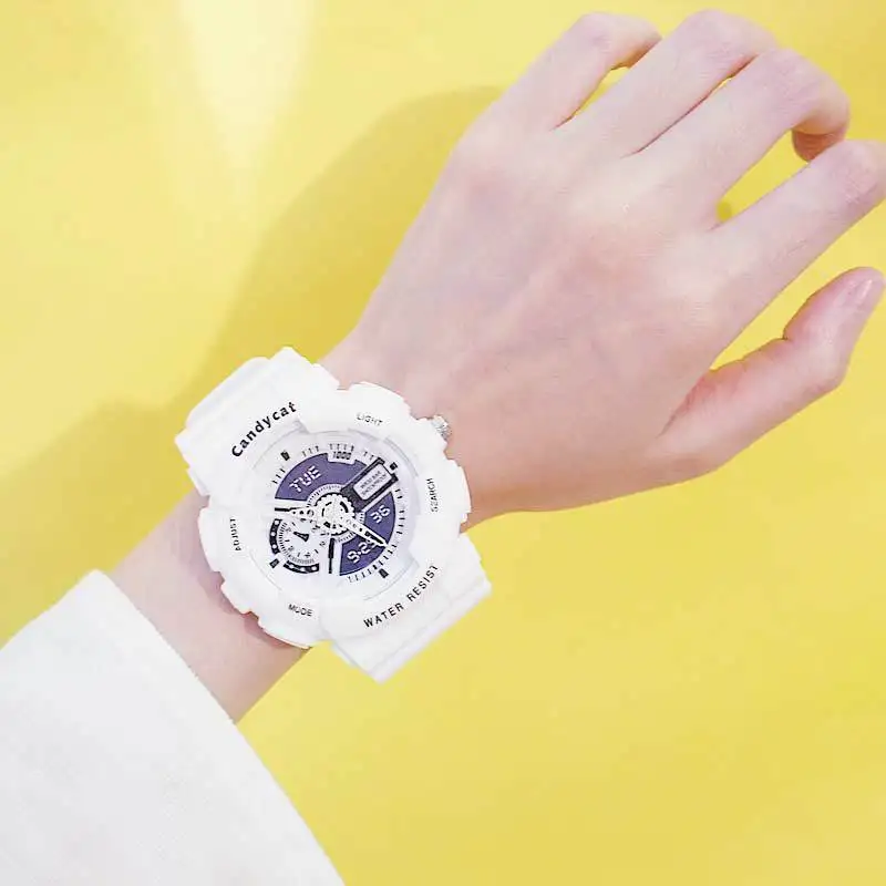 Роскошные мужские белые спортивные часы светодиодный цифровые военные спортивные кварцевые часы повседневные часы S Shock часы женские мужские часы - Цвет: White