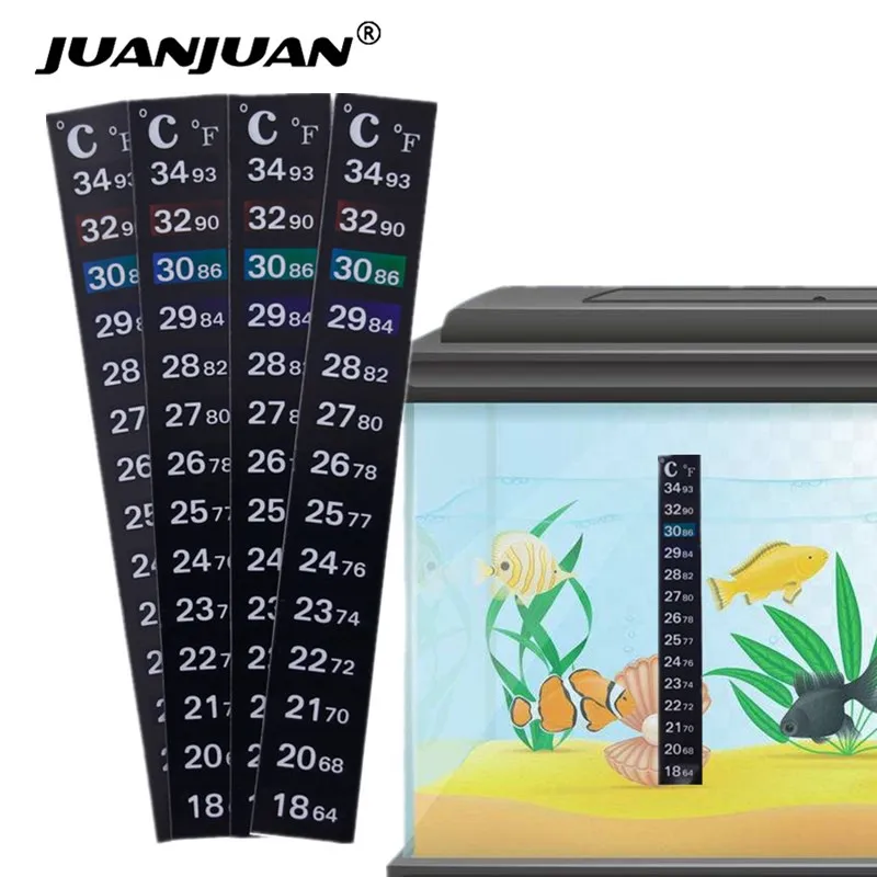 5pcs Thermometer Strip Stick-on Color Temperature Sticker Aquarium