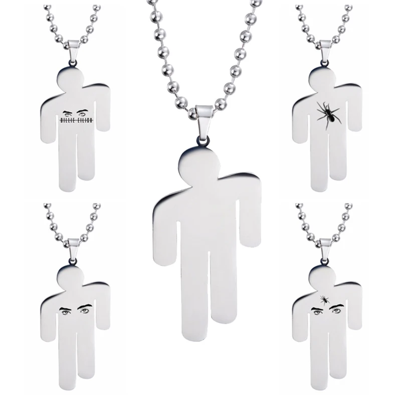 

Billie Eilish Pendant Necklace Rap Singer Round Strand Chain Stainless Steel Necklace Fans Gifts