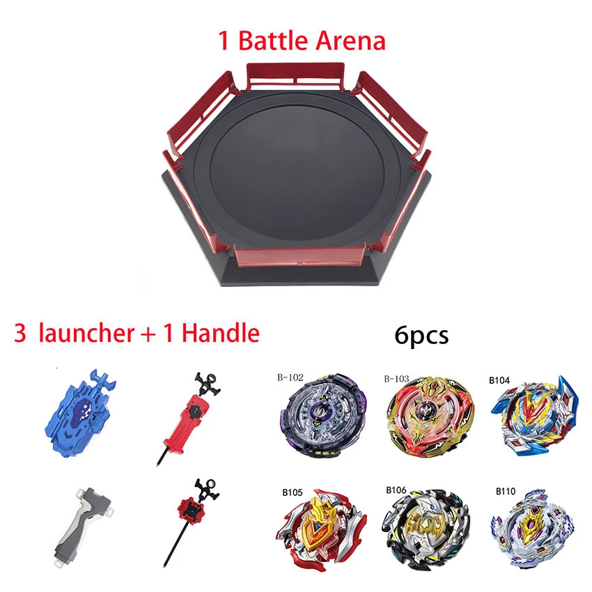 Стиль серийные пусковые устройства Beyblade игрушки Арена Bey Blade Burst Bayblade Bable Drain Fafnir Phoenix Blayblade - Цвет: 6pcs Launcher Arena
