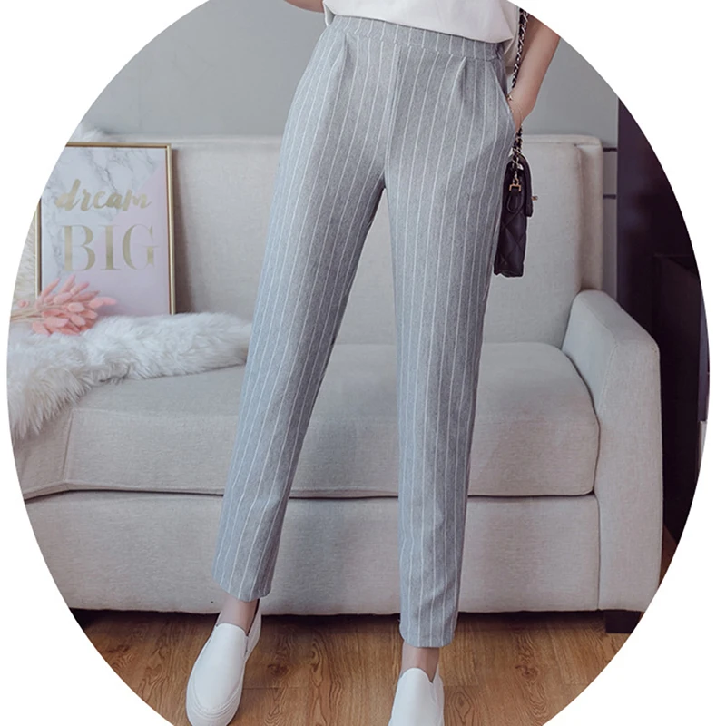 Light gray Корейский стиль летний тонкий срез девять очков Британский плед шаровары женские большие свободные штаны для тонких ног повседневные длинные штаны - Цвет: Light gray