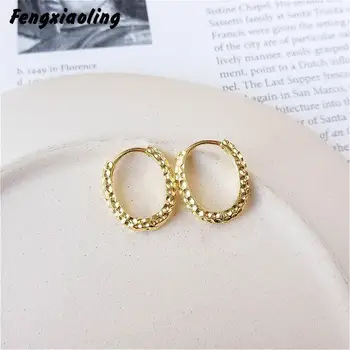 

Fengxiaoling New Arrival Europe Style Women Girl Gift Shining Golden Beans Hoop Earing 925 Sterling Silver Hoop Earrings Jewelry