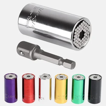 

Universal Torque Wrench Head Set Socket Sleeve 7-19mm Power Drill Ratchet Bushing Spanner Magic Key Grip Hand Tools