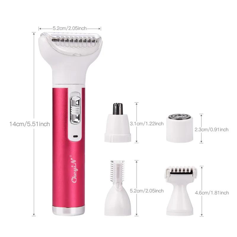 5 in 1 Electric Hair Remover Rechargeable Lady Shaver Nose Hair Trimmer Eyebrow Shaper Leg Armpit Bikini Trimmer Women Epilator 5