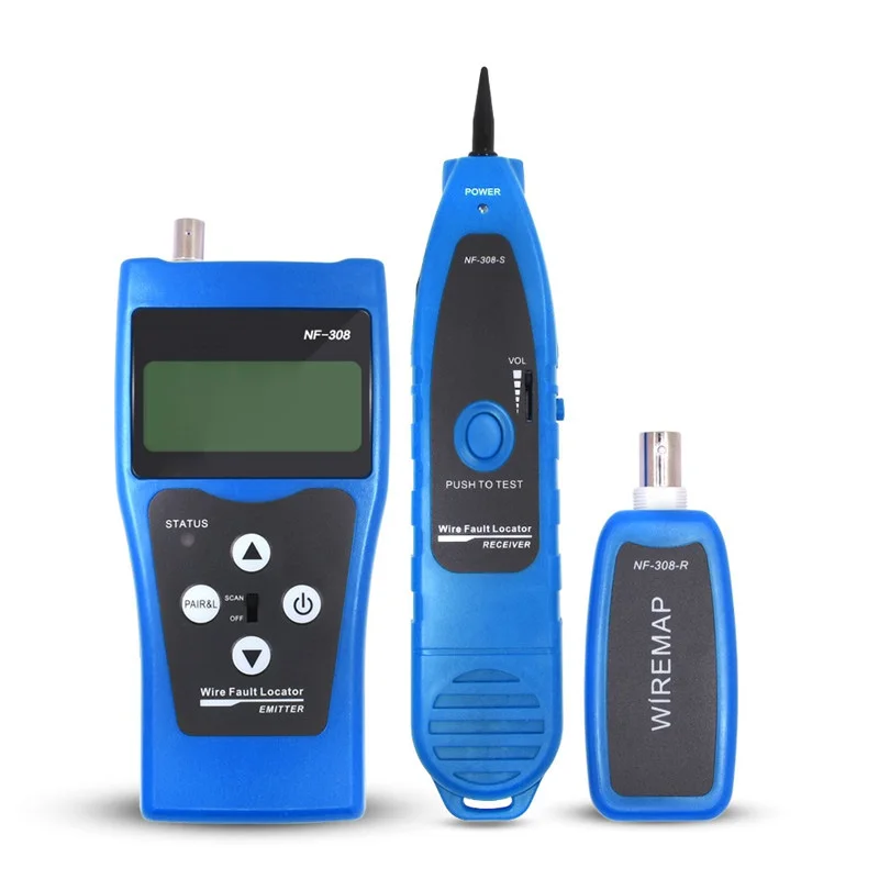 

NF-308 Monitor Network Telephone Cable Tester RJ45 RJ11 LCD BNC USB Toner Wire Locator Line Finder Tool Blue