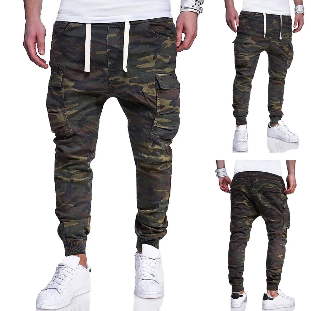 

Men's Trousers 2018 New Style Large Size Men Fashion Camouflage Printed with Drawstring Belt Casual Skinny Pants 7440