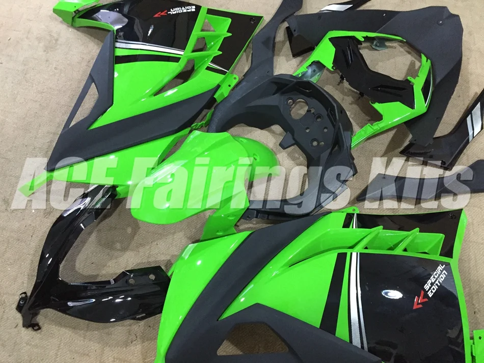 ABS обтекатель комплект для Kawasaki Ninja300 EX300 300R 2013, 13, 14, 15, 16, 17, Обтекатели на заказ цвета: зеленый, черный цвет
