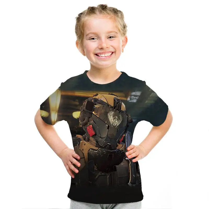 Men/Girls Tops Short Sleeve T-Shirt Video Game 3D Print Children's T-Shirt Battlefield 2 pattern print children's t-shirt