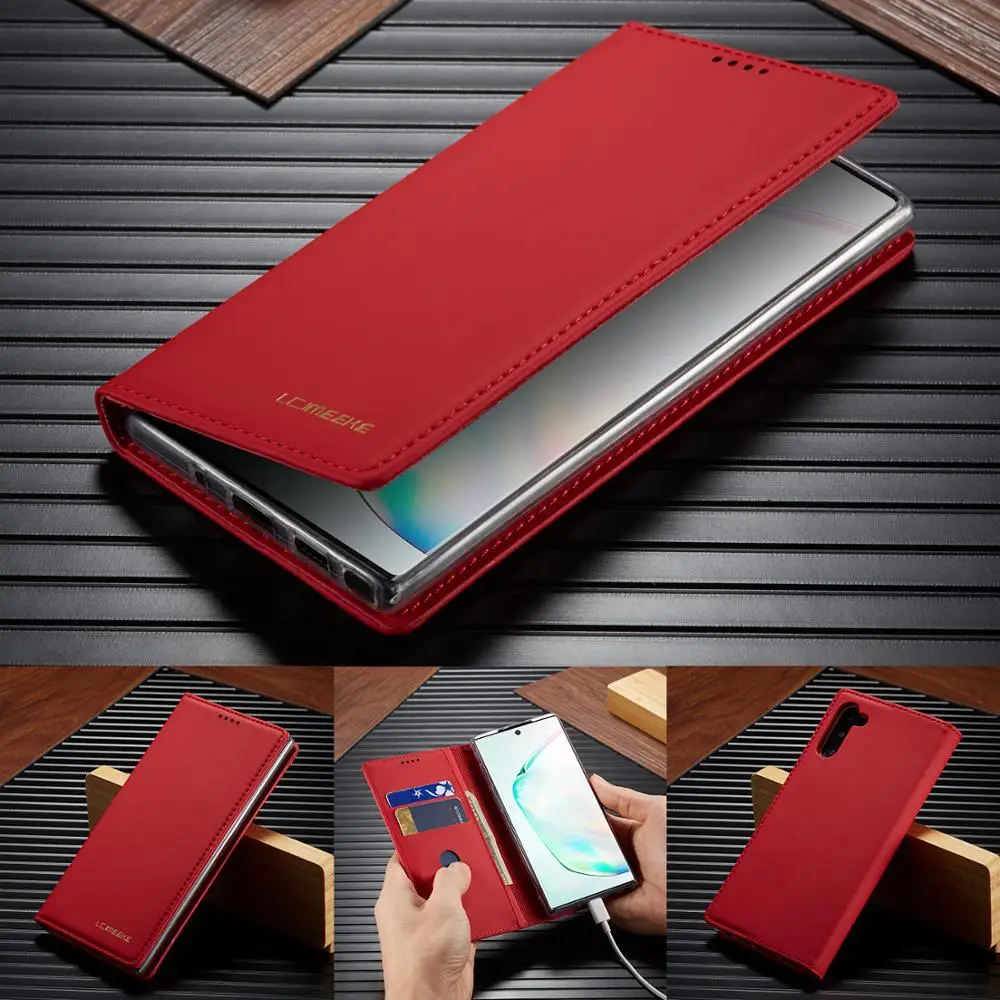 Чехол книжка для samsung Galaxy Note 10 Plus кожаный чехол кошелек магнитный противоударный