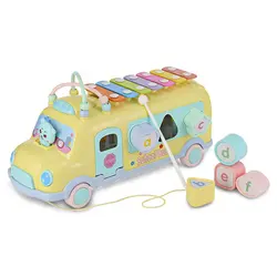 Детский школьный автобус игрушка музыкальный автомобиль с ударным пианино соответствующие Конструкторы для раннего образования игрушки