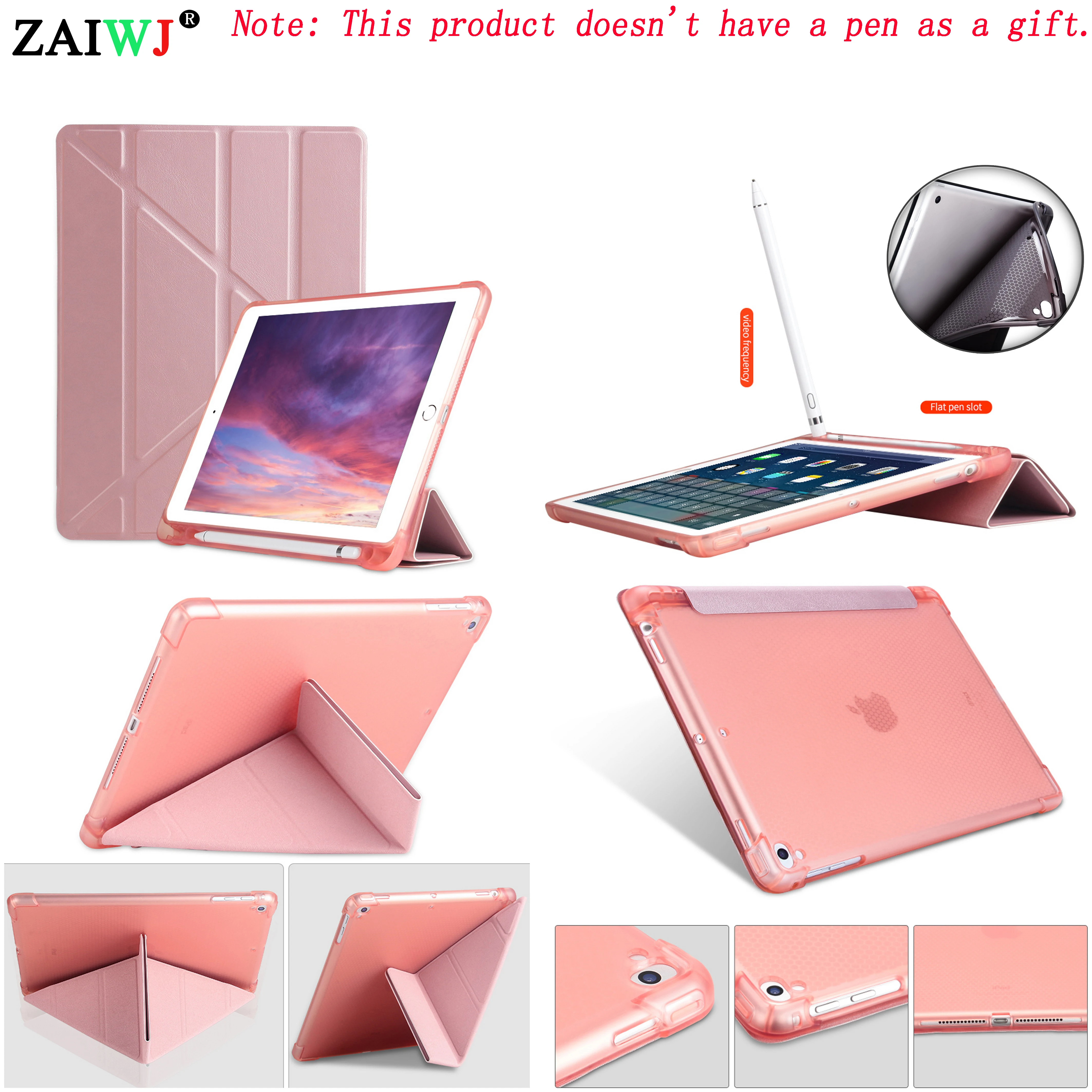 ZAIWJ пенал с подставкой для Apple iPad 9,7 дюймов A1822 A1893 A1954 Air 1/2 Pro из искусственной кожи деформ Smart Cover Wake Авто сна