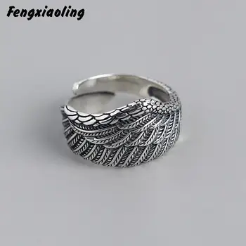 

Fengxiaoling New Arrivals Vintage Jewelry 100% 925 Sterling Silver Retro Feather Wings Open Rings For Women Fine Silver Ring