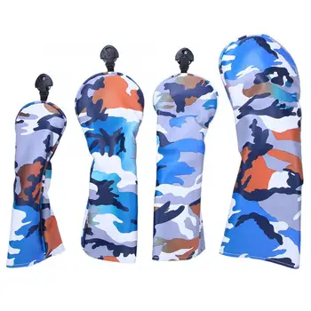 

4PCS Waterproof Thicken Club Cover Leather Camouflage Lining PU Putter Head Cover Wooden Club Headcovers Accessory